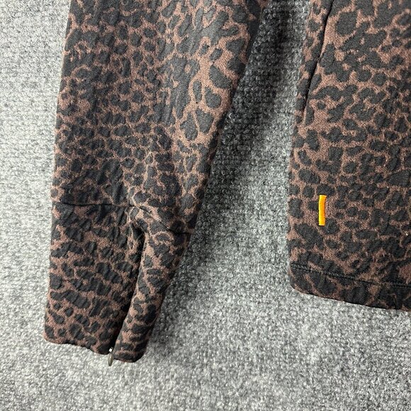 Lucy Top Womens Medium 1/4 Zip Pullover Zip Sleeve Cuff Brown Animal Print Logo - Picture 7 of 7